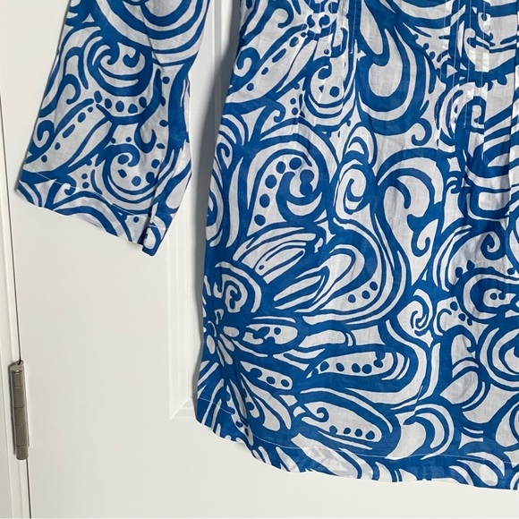 Lilly Pulitzer Blue White Pink Sarasota Beaded Tunic Top - 35525 - Picture 4 of 14